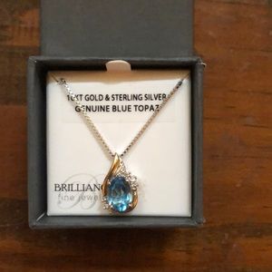 10kt gold and sterling silver genuine blue topaz